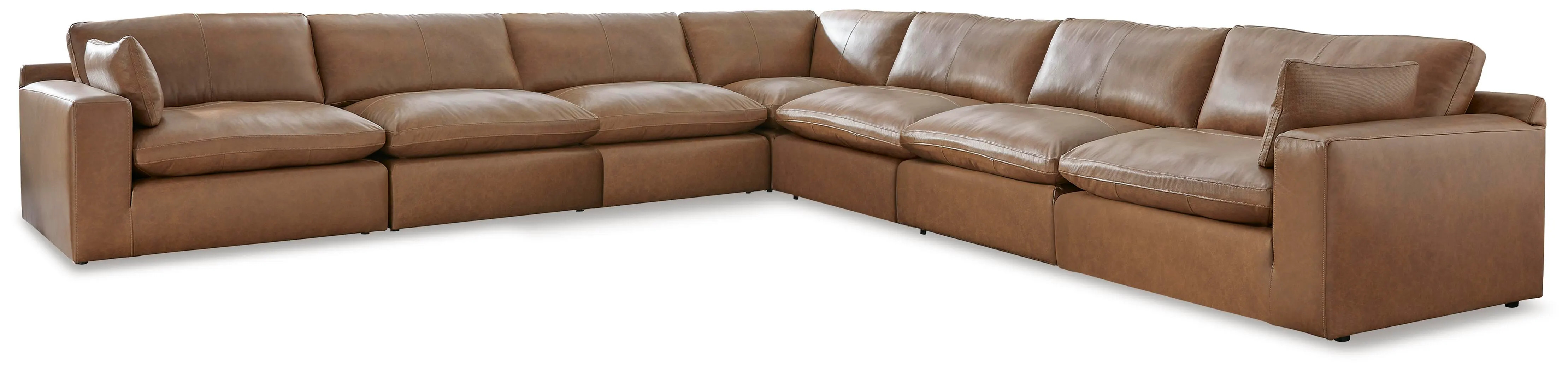 Emilia 7-Piece Leather Sectional Leather, Caramel | Ashley Homestore