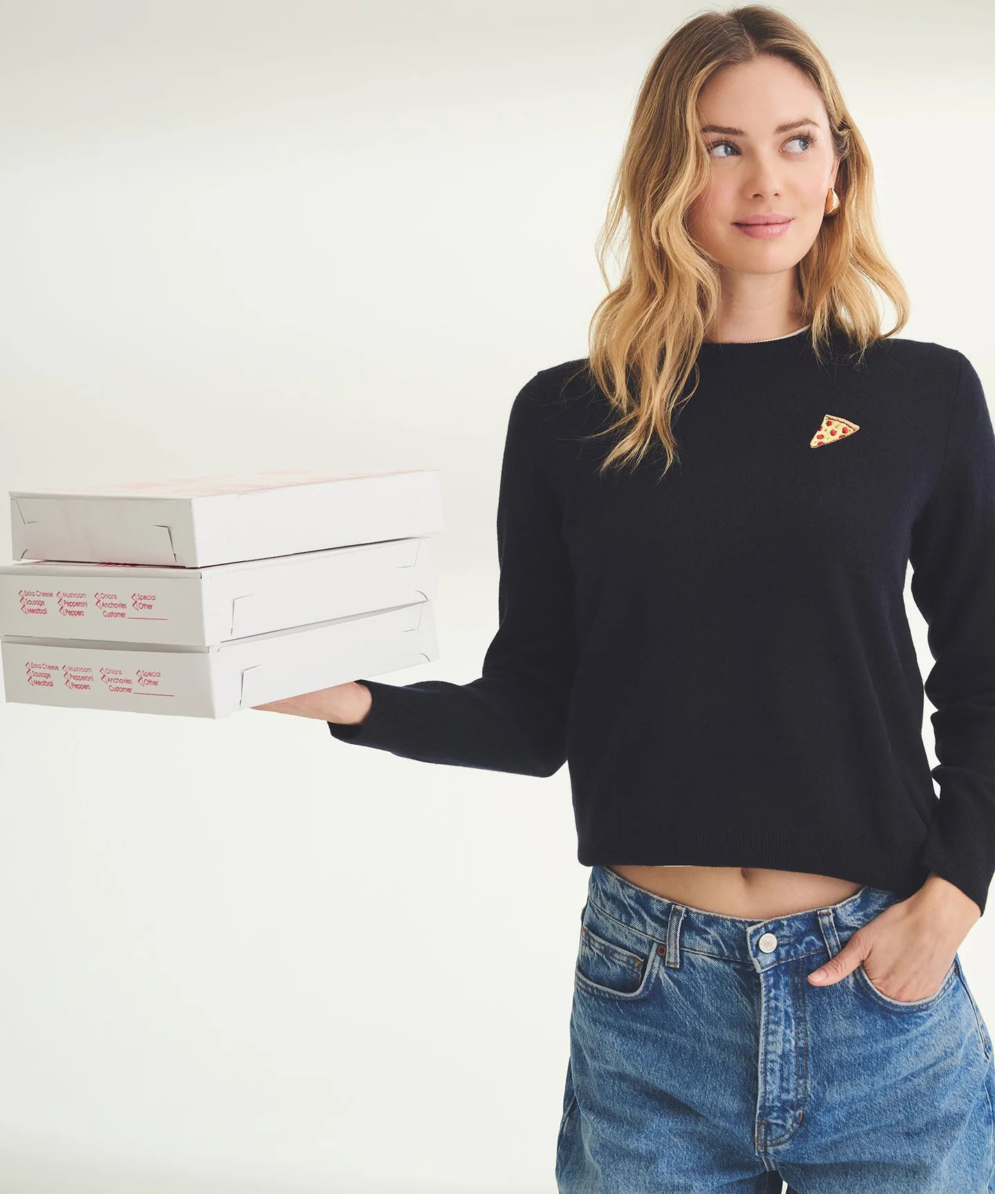 Women's Embroidered Pizza Cashmere Sweater | NAADAM