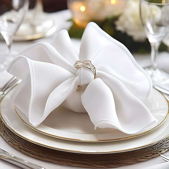 White Cloth Napkins 1-Dozen, Solid Washable Fabric Napkins Set of 12, Perfect for Weddings, Parti... | Amazon (US)