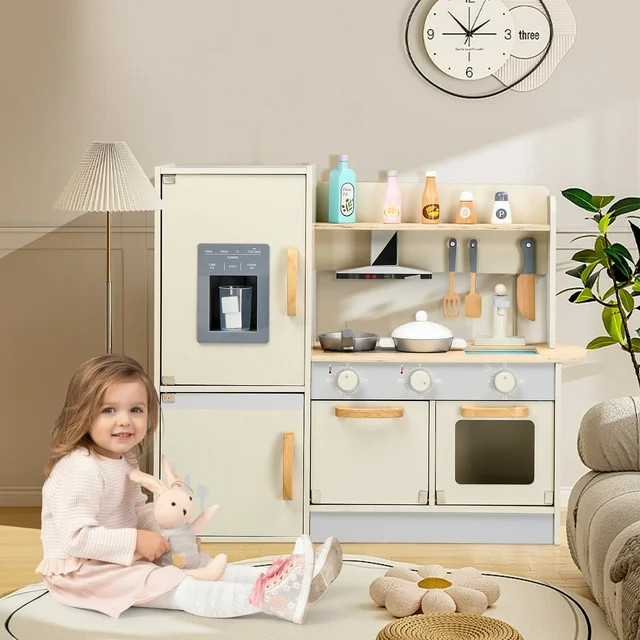 Ktaxon Play Kitchen for Kids, Wooden Kids Kitchen Playset with Plenty of Play Features, Chef Pret... | Walmart (US)