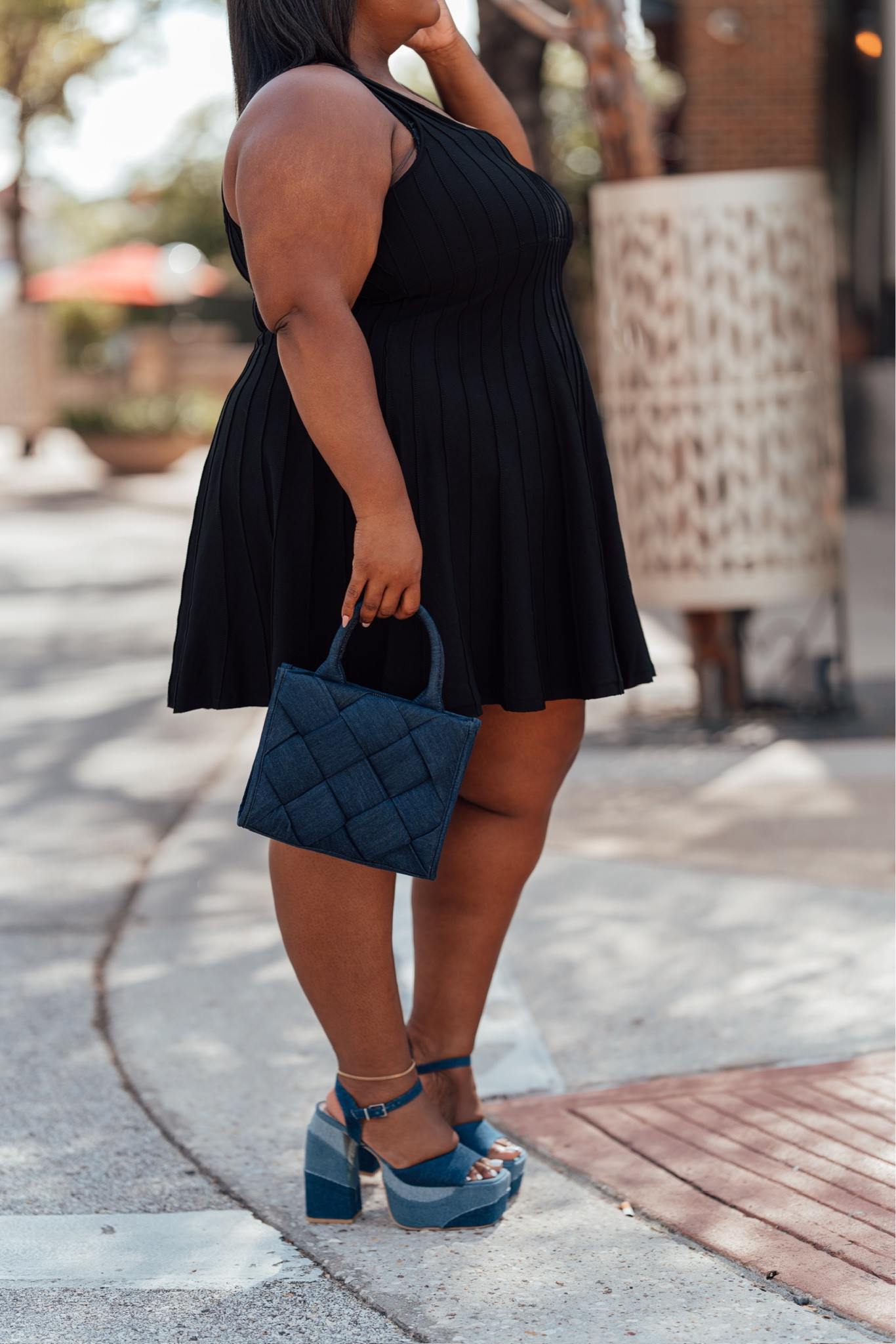 Elevated casual outfit idea.

Plus size style. Plus size fashion. Elevated casual. Denim accessories. Little black dress. LBD. Fall style. Transitional
Style. 

#LTKPlusSize #LTKStyleTip