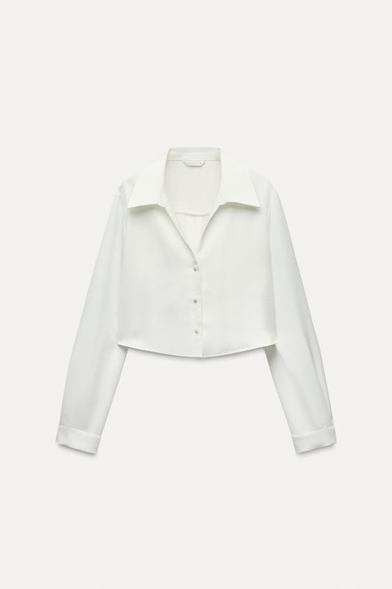 SATIN EFFECT CROPPED SHIRT | Zara US