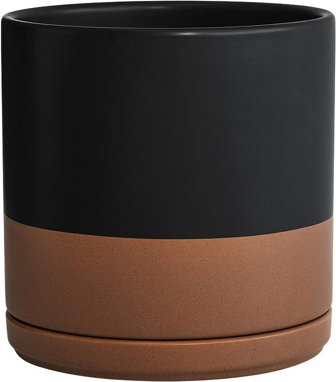 D'vine Dev Ceramic Planter Pot with Drainage Hole and Saucer, Indoor Cylinder Round Planter Pot, ... | Amazon (US)