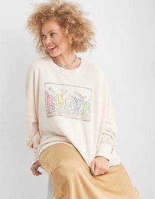 Aerie The Happiest Oversized Keith Haring Crew Sweatshirt | Aerie