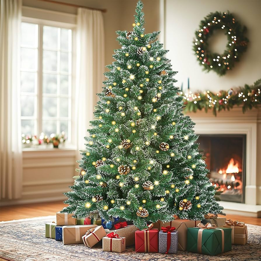 Soontrans Weihnachtsbaum mit Beleuchtung, Winterzauber Serie, Künstlicher Weihnachtsbaum mit Kun... | Amazon (DE)