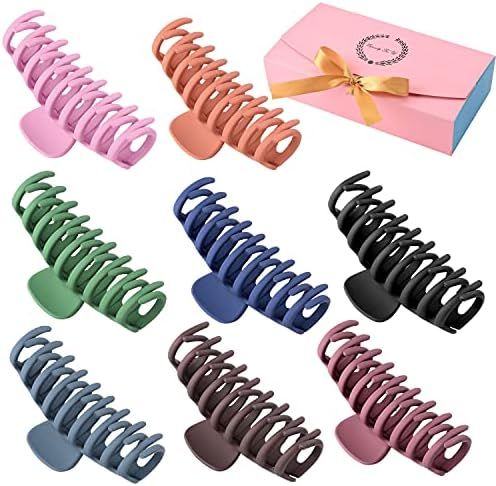 8 Color Large Matte Hair Claw Clips - 4.3 Inch Nonslip Big Nonslip hair clamps ,Perfect Jaw hair cla | Amazon (US)