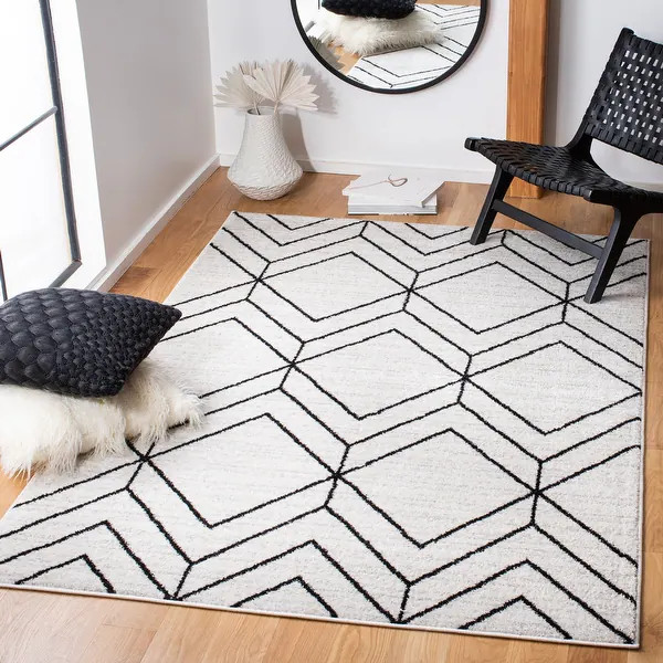 SAFAVIEH Adirondack Benilda Modern Geometric Rug - 12' x 15' - Black/Ivory | Bed Bath & Beyond