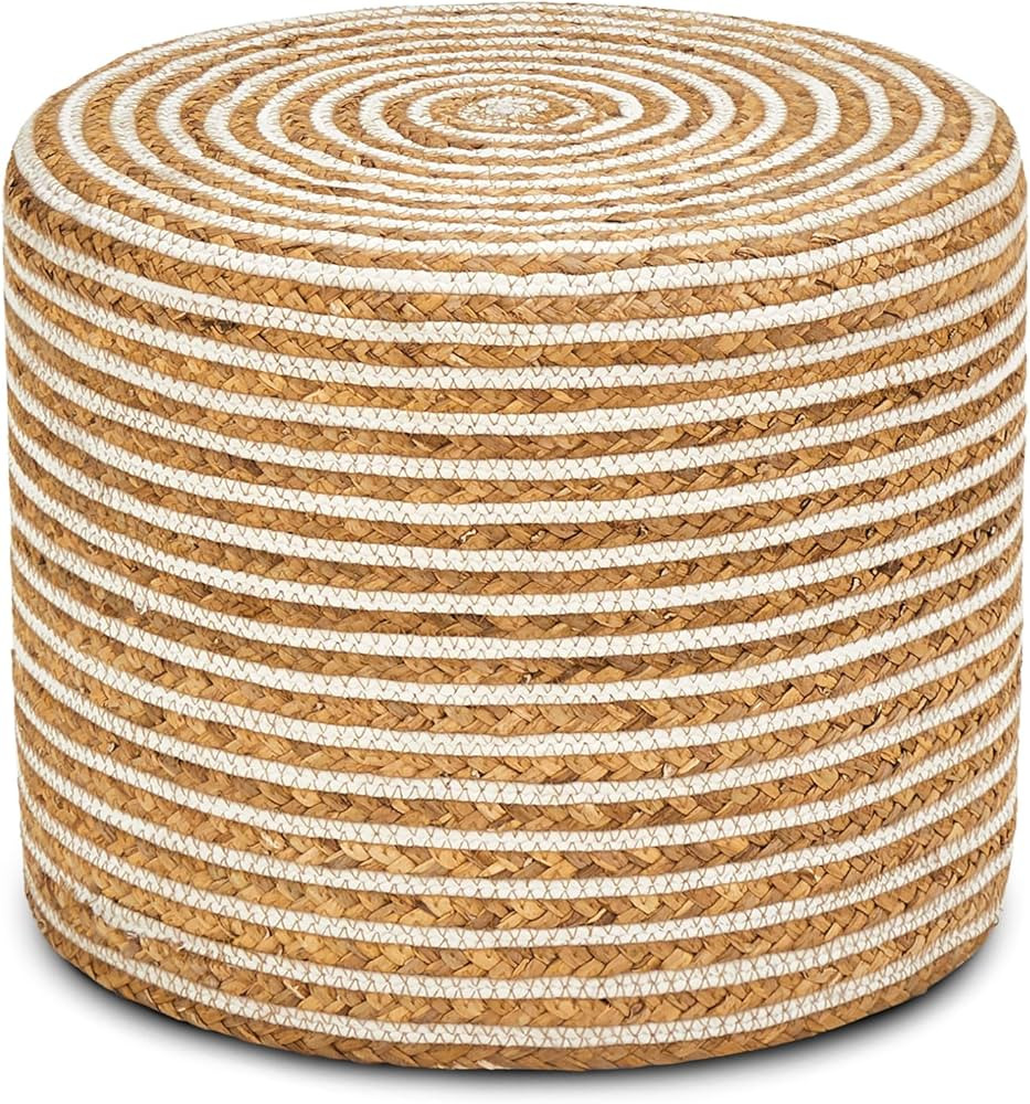 Wimarsbon 18'' Ottoman Pouf, Natural Braided Poof, Rustic Handweave Lounge Pouffe, Boho Footrest ... | Amazon (US)