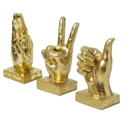 3 Piece Sign Sculpture Figurine Set CosmoLiving by Cosmopolitan Finish: Gold | Wayfair North America
