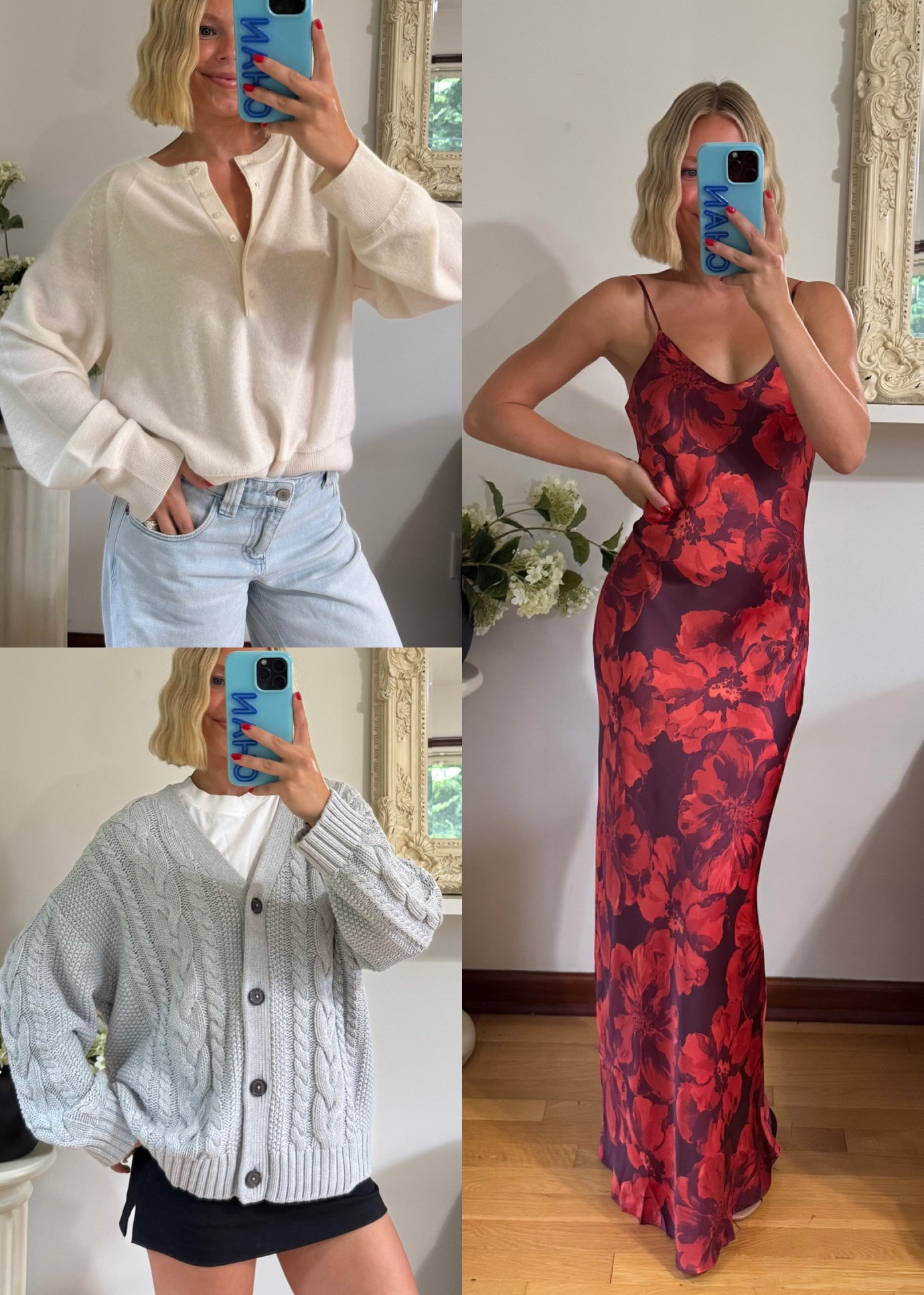 Something for now, transitional, and also fall from my newest @Quince order 👏🏼 wearing an XS in the dress, M in both sweaters! #QuincePartner
