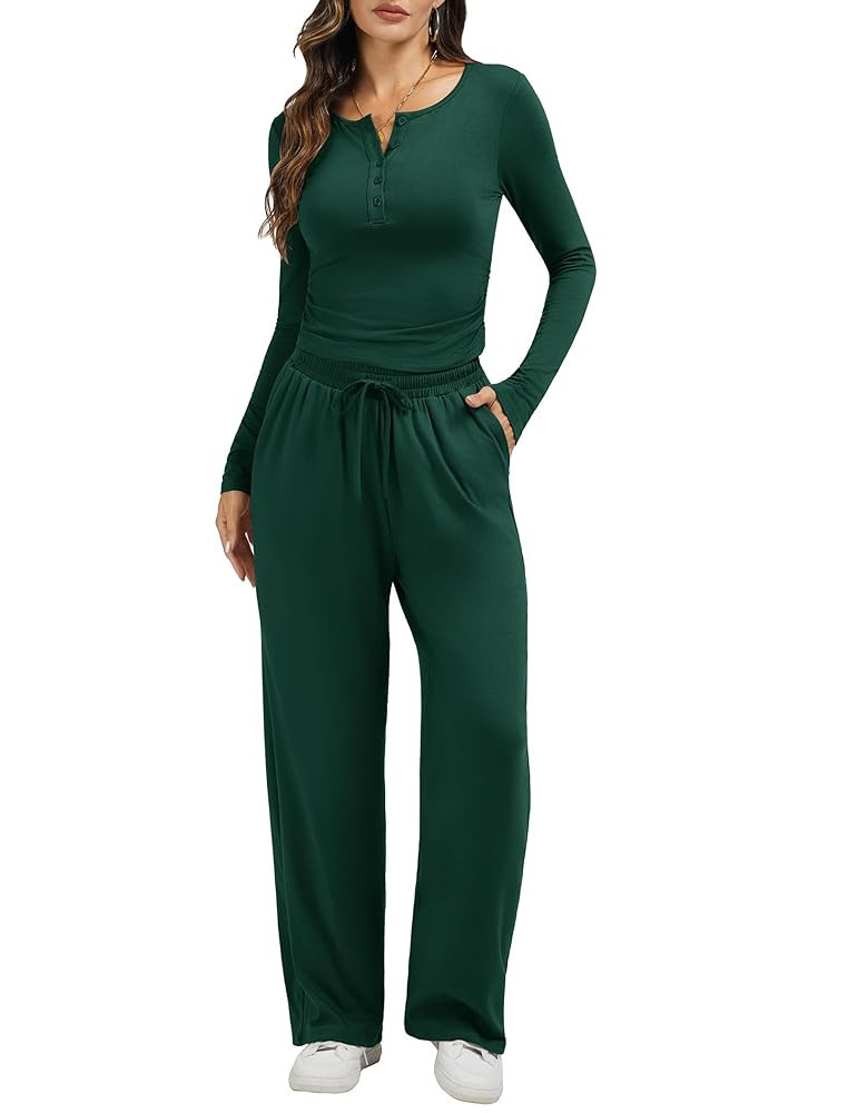 Gracyoga 2 Piece Sets for Women Matching Set 2025 Fall Sweatsuits Long Sleeve Crop Tops Travel Ai... | Amazon (US)