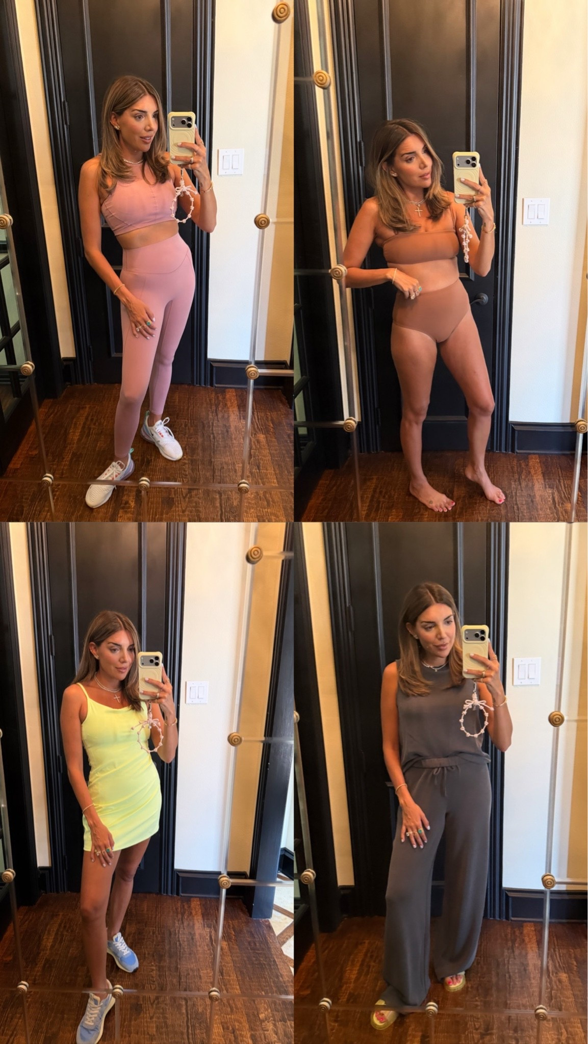 @Spanx just doesn’t miss. 

pink power play set: small top, med leggings
swimsuit: small in both
tennis dress: x-small (def size down)
travel set: small top, small tall pants

#LTKootd #LTKSwim #LTKActive