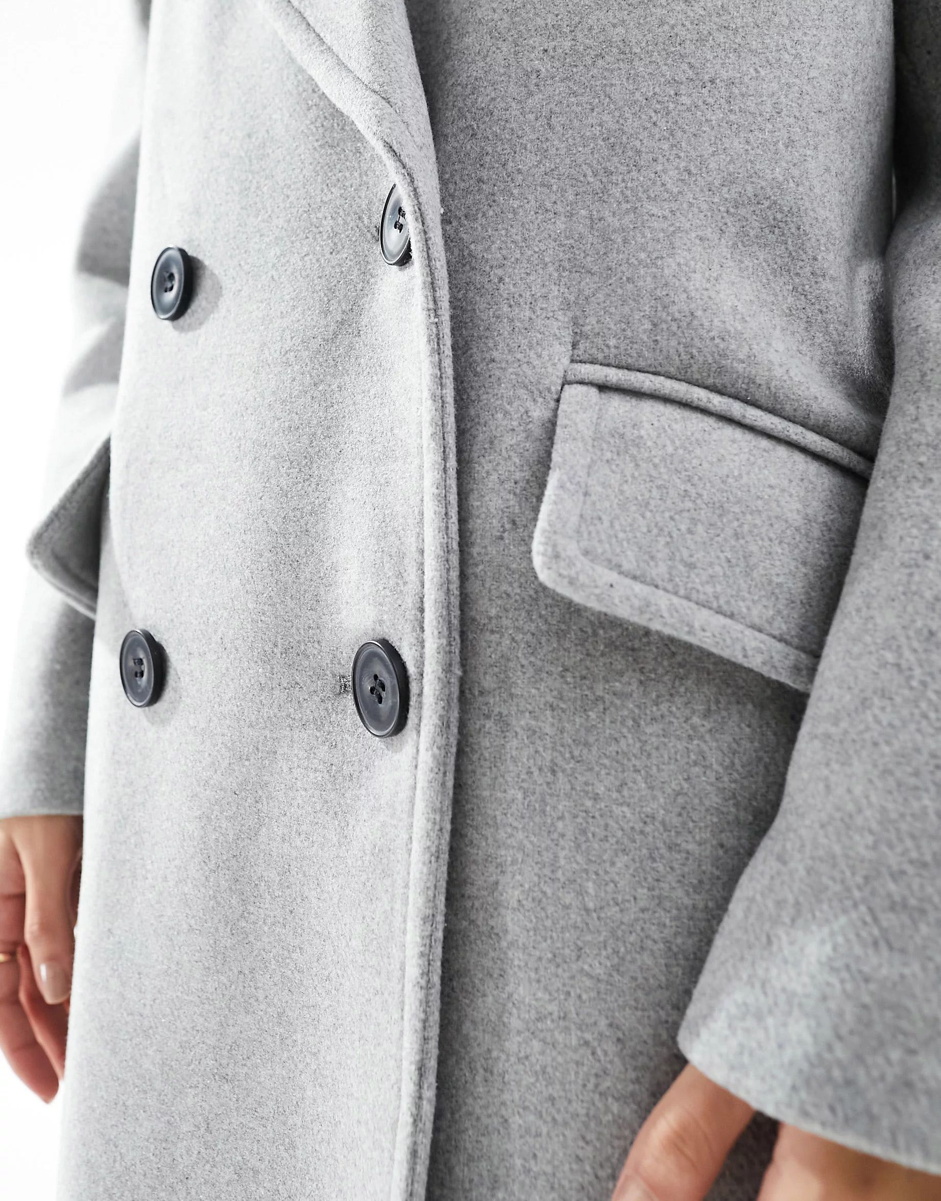 Bershka wool shoulder detail longline coat in grey | ASOS (Global)