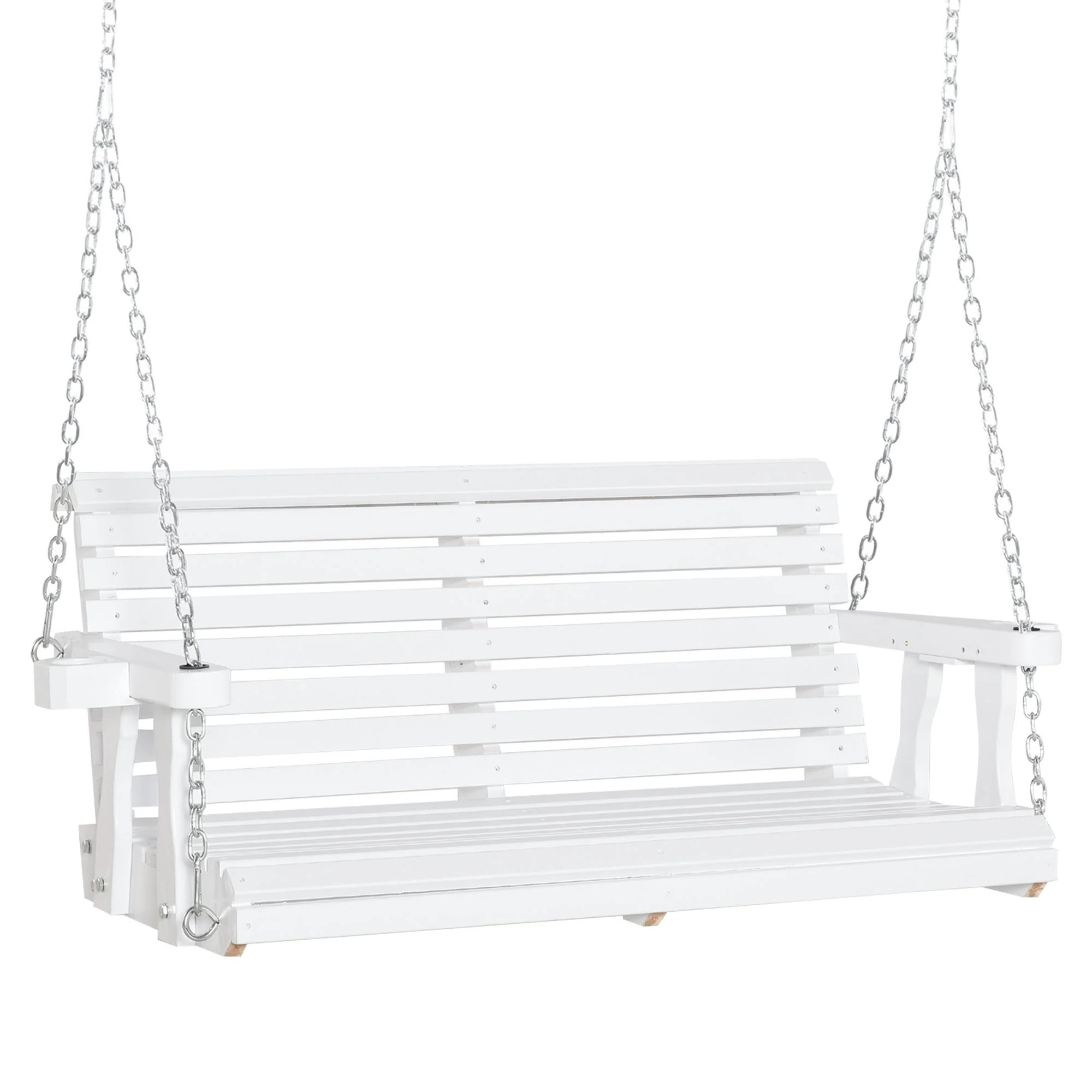 Wooden Porch Swing with Cupholders | Shop Simon