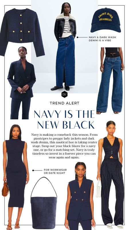 Navy is making a comeback this season. From pinstripes to preppy lady jackets and dark wash denim, this nautical hue is taking center stage. Swap out your black blazer for a navy one, or go for a matching set. Navy is truly timeless so invest in a forever piece you can wear again and again.



#LTKSeasonal