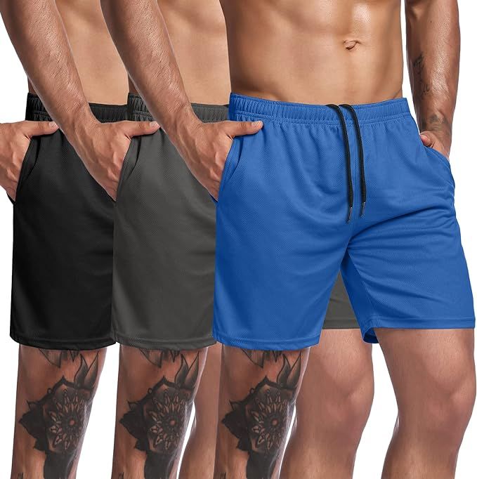COOFANDY Men's 3 Pack Workout Gym Shorts Mesh Athletic Shorts Lightweight Bodybuilding Training S... | Amazon (US)