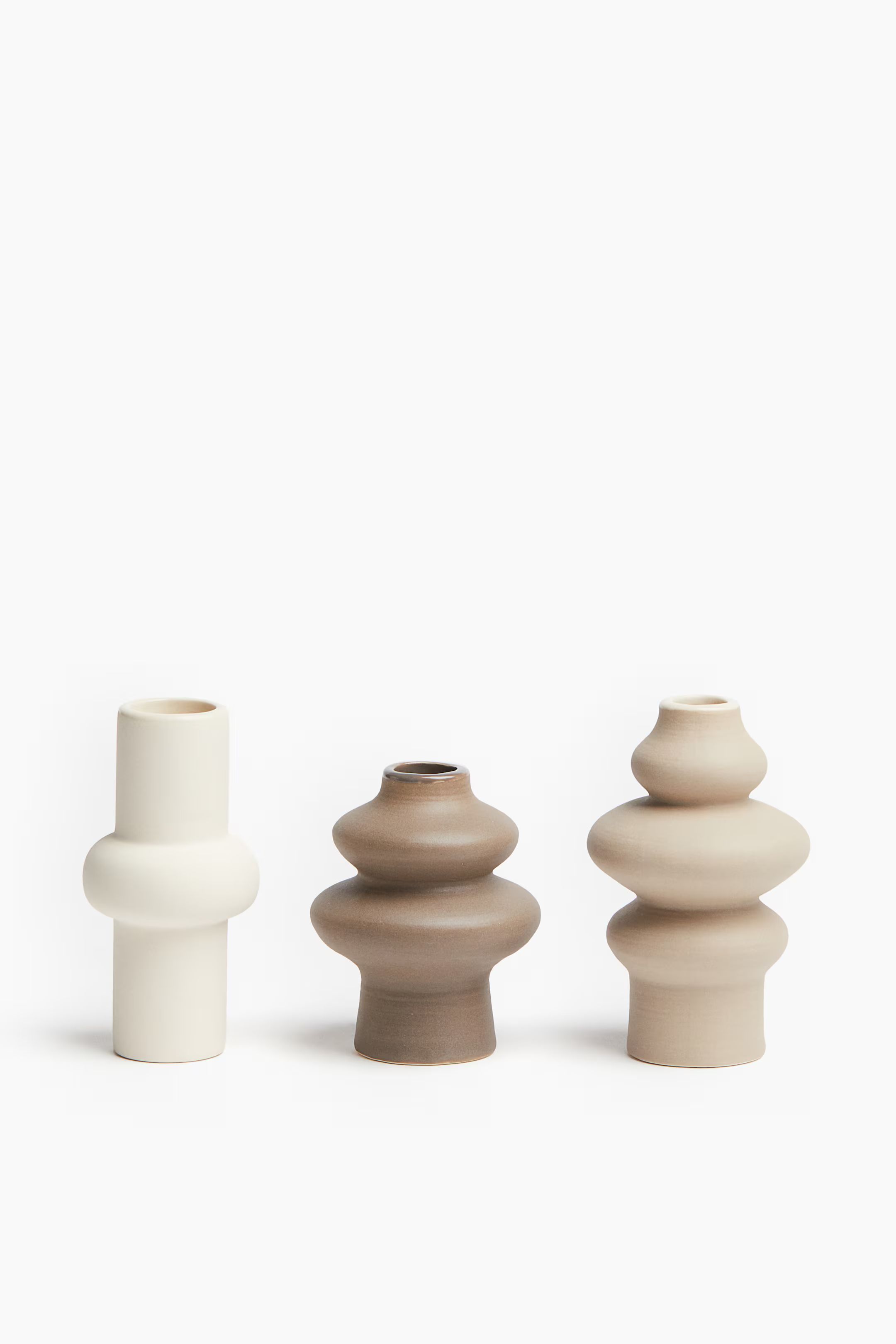 3-pack Mini Stoneware Vases - White/brown/beige - Home All | H&M US | H&M (US + CA)