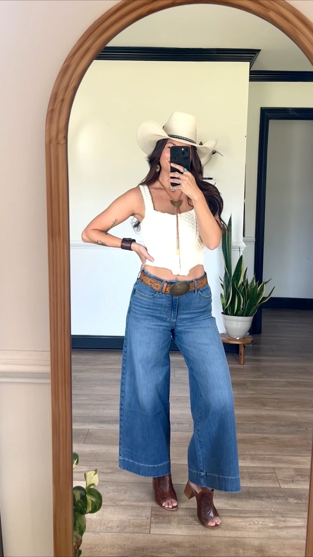 Cropped wide leg denim paired with ivory corset top! Both have stretch. Wearing xs top an 26x26 jeans

#LTKgrwm #LTKSeasonal #LTKootd