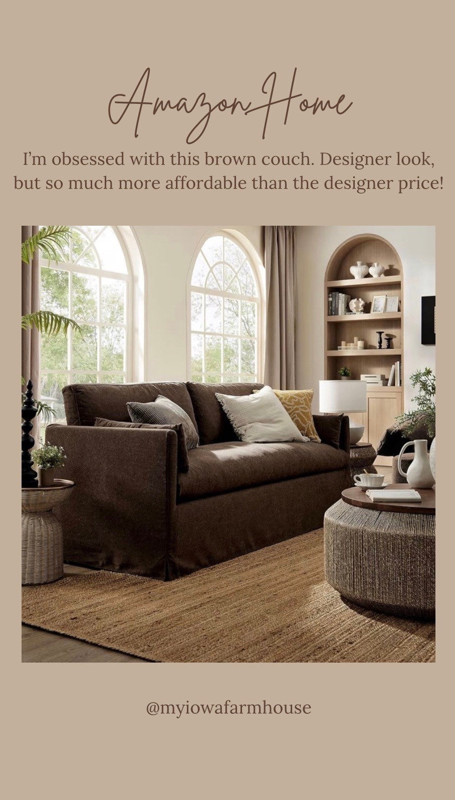 This brown couch is everything! This color is so hard to find, and this one looks so rich! ￼

#LTKHome