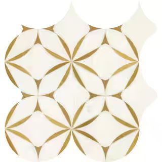 Daltile Lavaliere Thassos White 8 in. x 8 in. Marble with Brass Blossom Mosaic Tile (0.54 sq. ft./Ea | The Home Depot