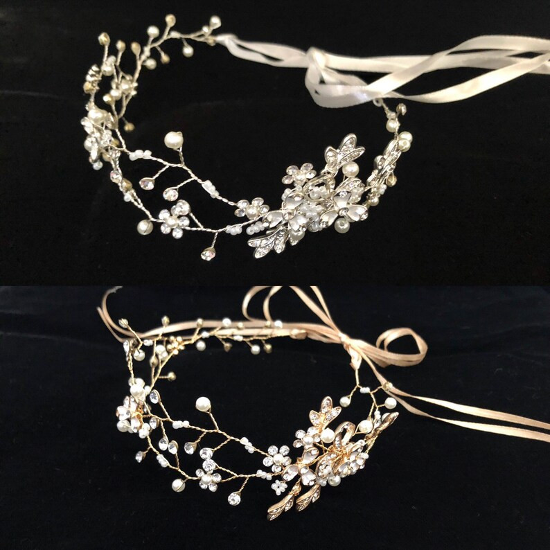 Rose Gold Flower Crown Headband, Rose Gold Blush Headband, 1st Communion Tiara Crown, Baby Birthd... | Etsy (US)