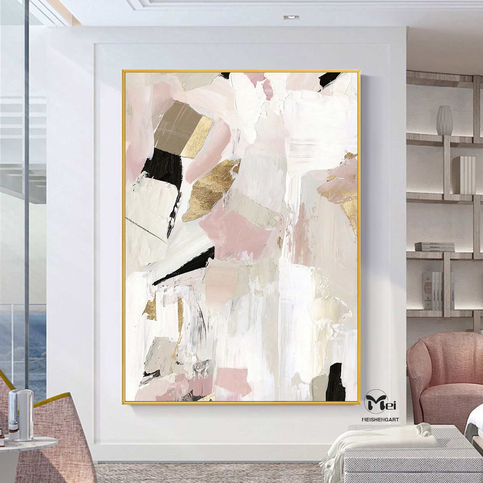 Large Abstract Painting Pink Abstract Painting Blush Pink Wall | Etsy | Etsy (US)