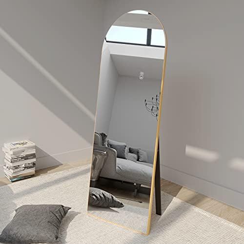 GLSLAND Arched Full Length Mirror 64"x21" Sleek Arched-Top Floor Mirror Full Length Standing Leaning | Amazon (US)