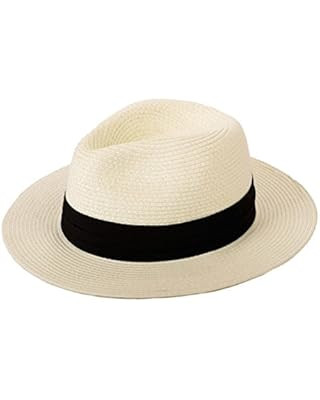 Lanzom Women Wide Brim Straw Panama Roll up Hat Fedora Beach Sun Hat UPF50+ | Amazon (US)