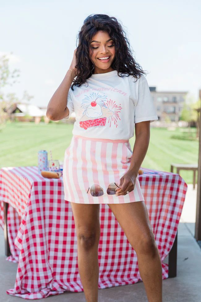 Miss American Pie White Oversized Graphic Tee | Pink Lily