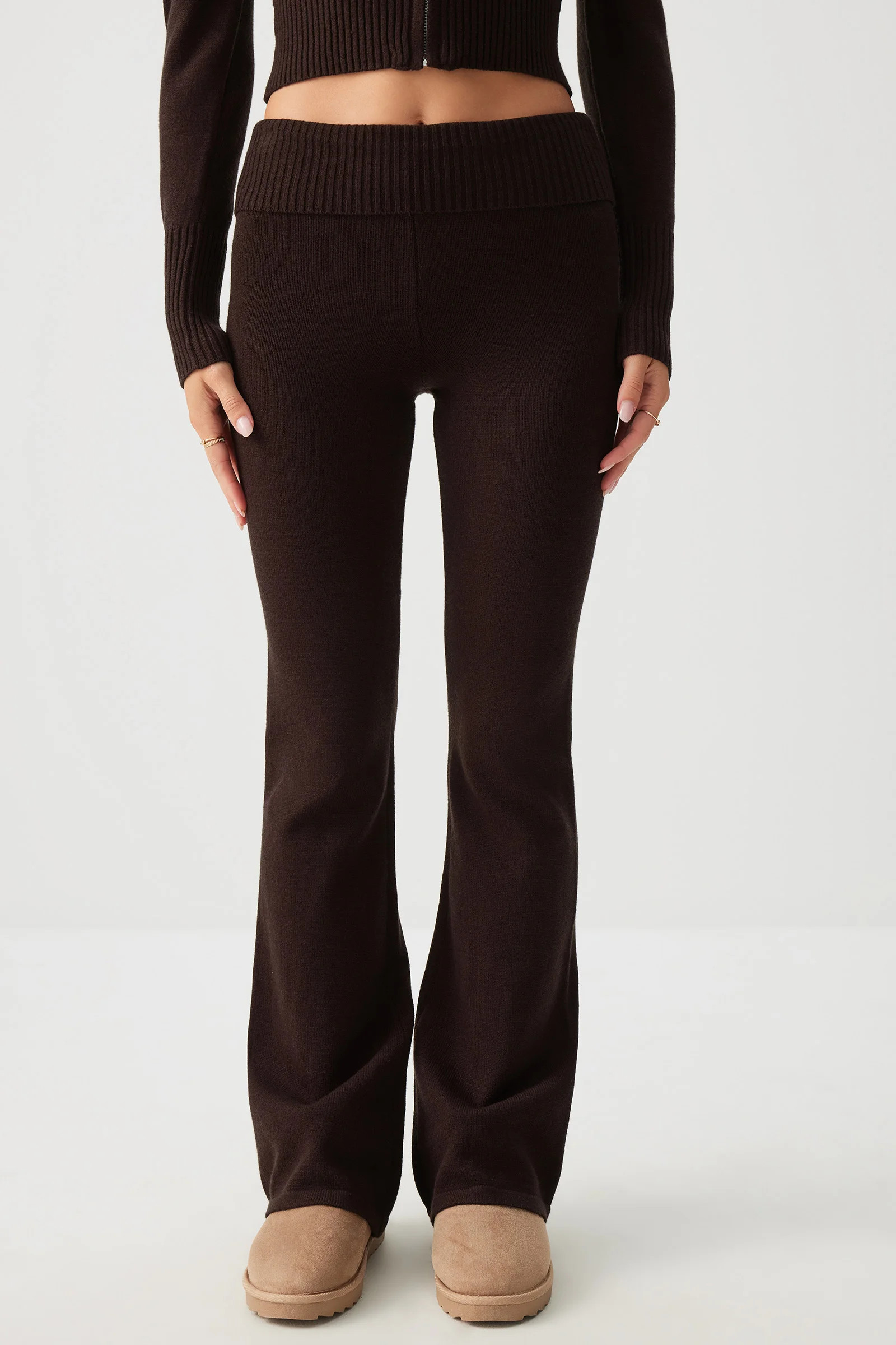 Fold Over Flare Leg Pants | Ardene