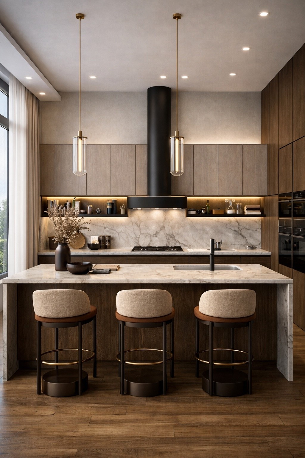 A sleek modern kitchen with warm wood tones, sculptural lighting, and a clean high-end minimalist feel.

#kitchenideas #modernkitchen #kitchendesign #kitchendecor #minimalkitchen #warmminimalism #neutralhome #homedecor #interiordesign #modernhome #luxurykitchen #kitcheninspo #kitchenisland #barstools #pendantlighting #organicmodern #homeinspo #designinspo #wayfairhome #ltkhome #ltkdecor #ltkdesign #ltkfinds #ltkit #shopthelook #pinteresthome #neutraldecor #cozyhome #sleekinteriors #kitcheninspiration