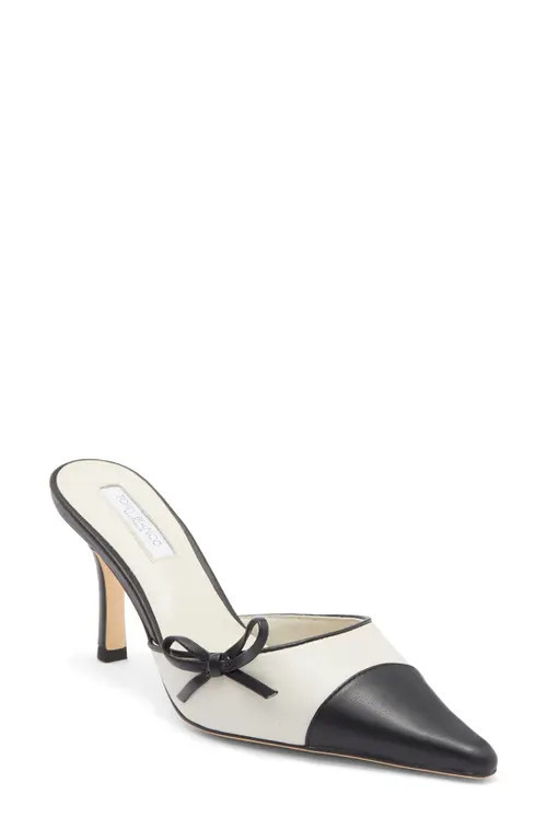 Tony Bianco Shirley Pointed Cap Toe Mule in Bone/Black at Nordstrom, Size 9.5 | Nordstrom
