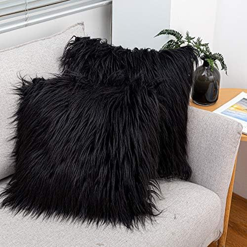 Soft Long Faux Fur Cushion Cover 2Pack Luxury Shaggy Pillowcase Fleece Style Series Fluffy Throw ... | Amazon (US)