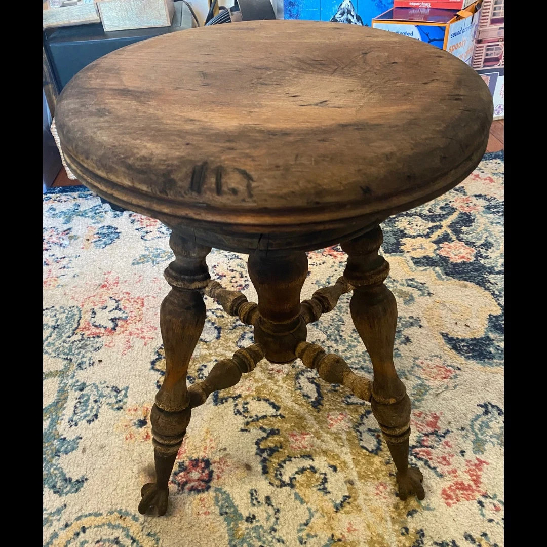 Antique Oak Wood Ball & Claw Foot Piano Stool | Etsy (US)