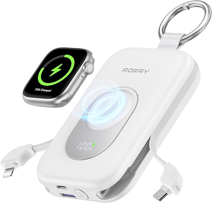 RORRY Portable Charger, 20000mAh PD 30W Portable Charger Power Bank with 2 Built-in Cables, Super... | Amazon (US)