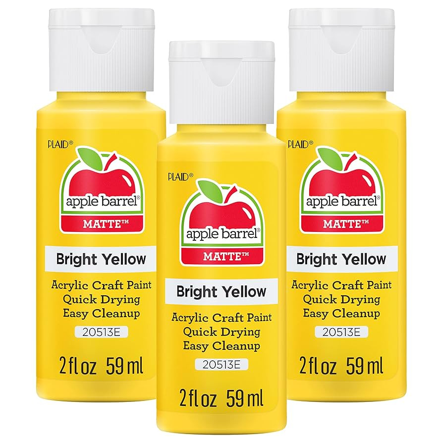 Apple Barrel Acrylic Paint, Bright Yellow (Pack of 3) 2 oz, 20513EA- (Pack of 3) | Amazon (US)