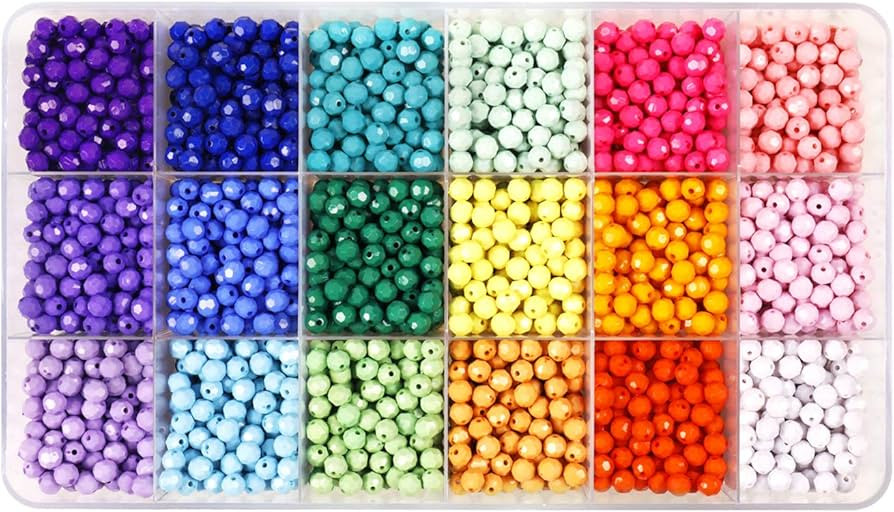 MAKERSLAND 2600+pcs Faceted Beads Set in 18 Colors Plastic Opaque Rainbow Loose Multicolor Pony B... | Amazon (US)