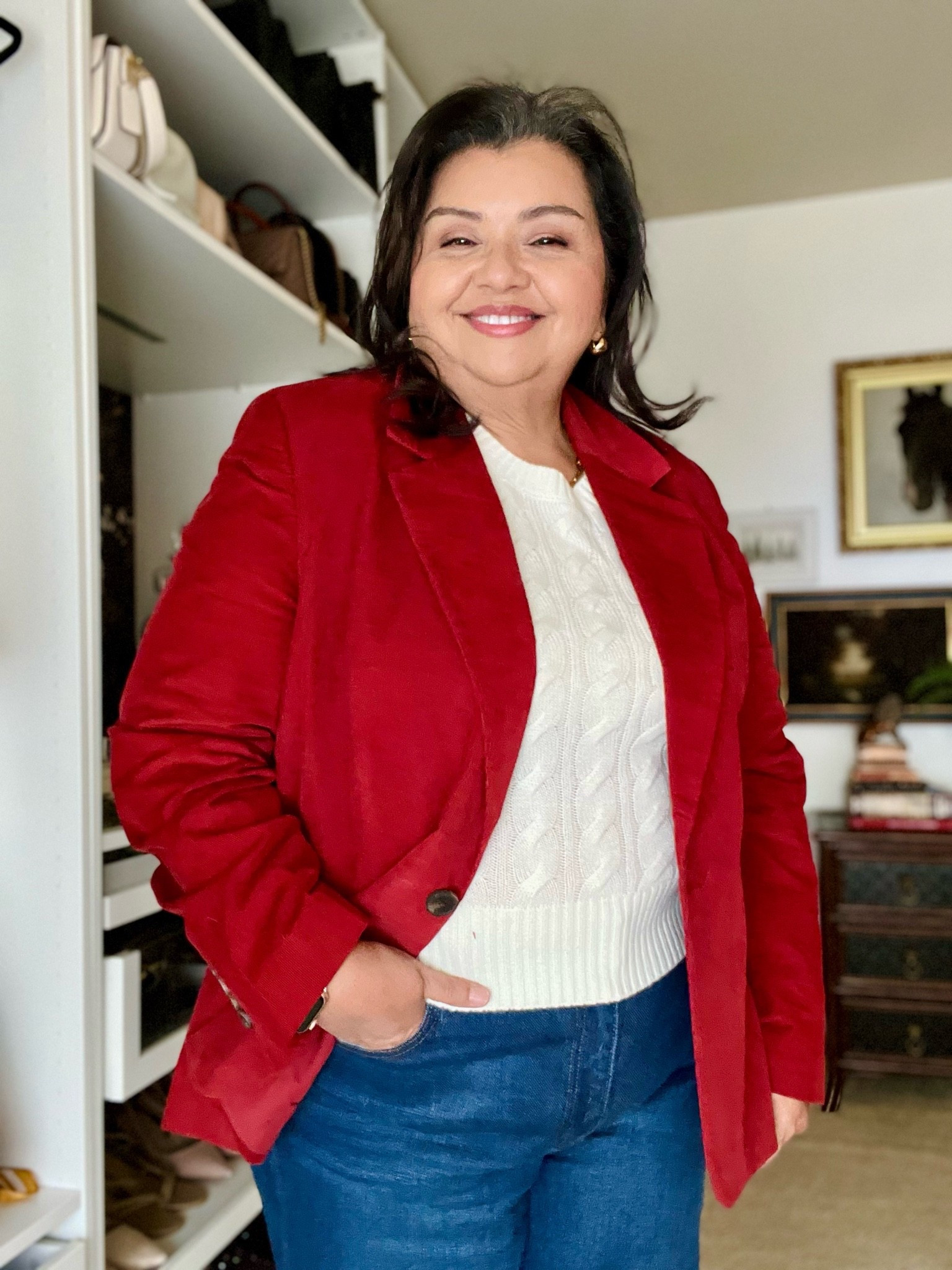 A red corduroy blazer is a must for autumn.  Paired with cashmere and denim, it’s giving heritage style without even trying.

#LTKMidsize #LTKPetite #LTKSeasonal