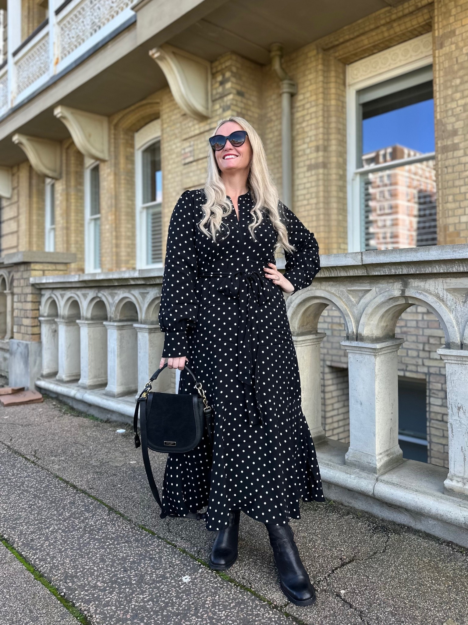 I’m wearing the Adaline zip up dress with the Dakota ankle boots and black saddle bag, all from @saintandsofia.

#LTKworkwear #LTKpetite #LTKmidsize