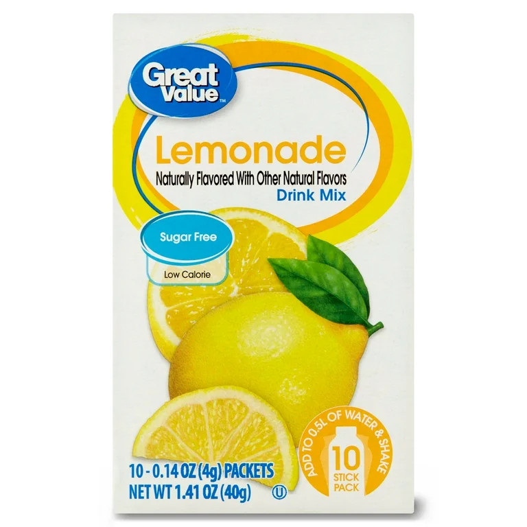Great Value Sugar-Free Lemonade Drink Mix, 0.14 Oz., 10 Count | Walmart (US)