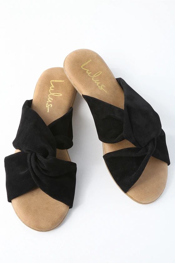 Santana Black Suede Slide Sandals | Lulus (US)