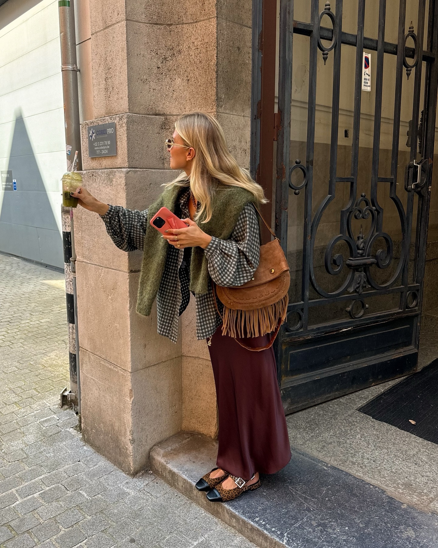 Back to school or back to work? Either way, I’m layering up and loving this pre-fall fashion moment! 🍂 Checked shirt? Check. Cozy green knit draped over? Check. Big suede fringe bag, midi satin skirt, and buckle ballerinas? Double check! And of course, keeping it fresh with a yummy juice boost. 💚🧃✨ Who else is ready for this new season? ☺️ 
 AD 

#LTKSeasonal #LTKStyleTip #LTKNYFW
