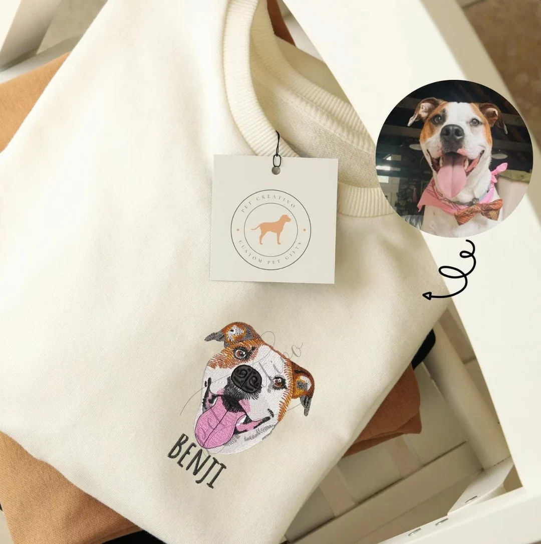 Custom EMBROIDERED Pet Sweatshirt Custom Dog Portrait Dog - Etsy | Etsy (US)