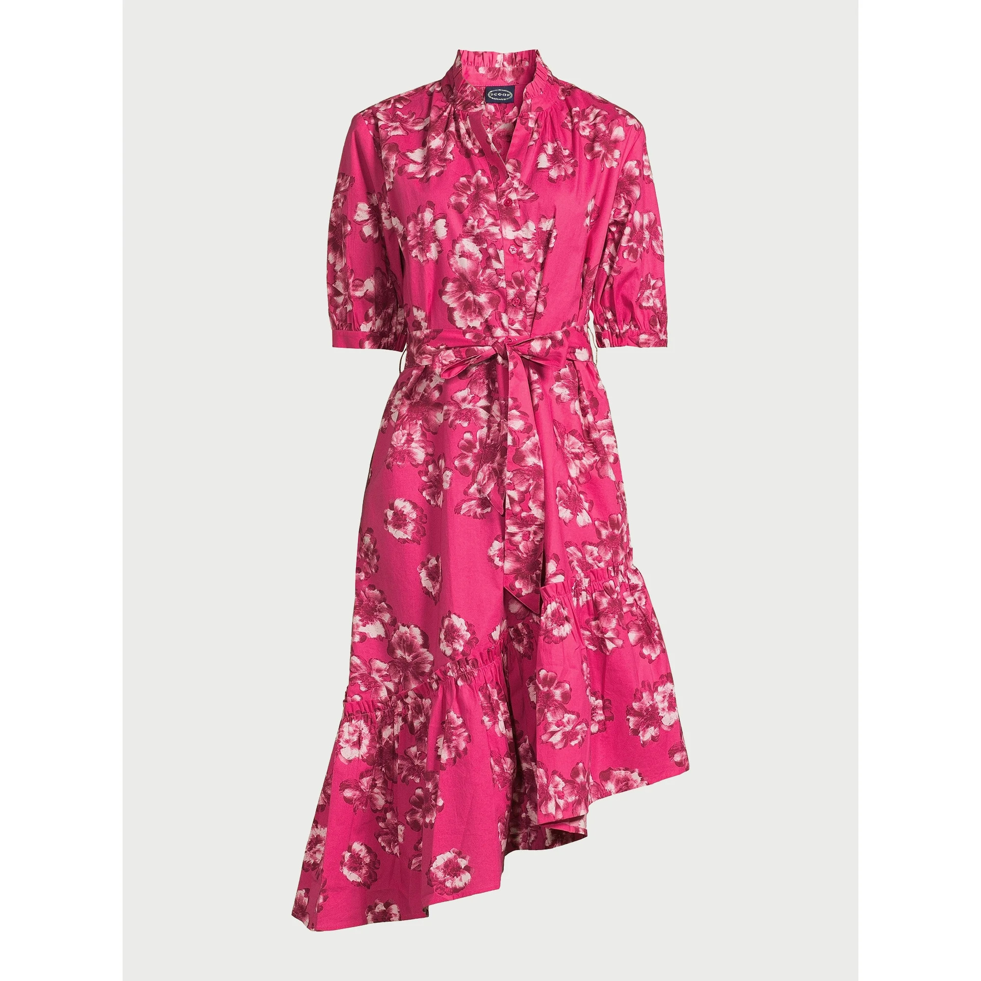 Scoop Women's Asymmetrical Ruffle Midi Dress, Sizes XS to XXL | Walmart (US)