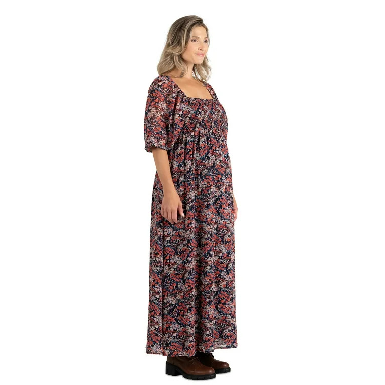 Destination Maternity Women's Smocked Babydoll Maternity Maxi Dress, Sizes S-XXL | Walmart (US)