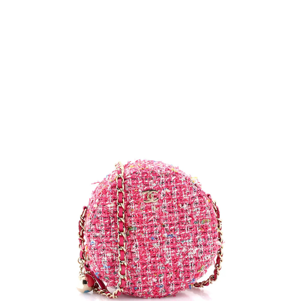Charm Round Clutch with Chain Quilted Tweed | Rebag