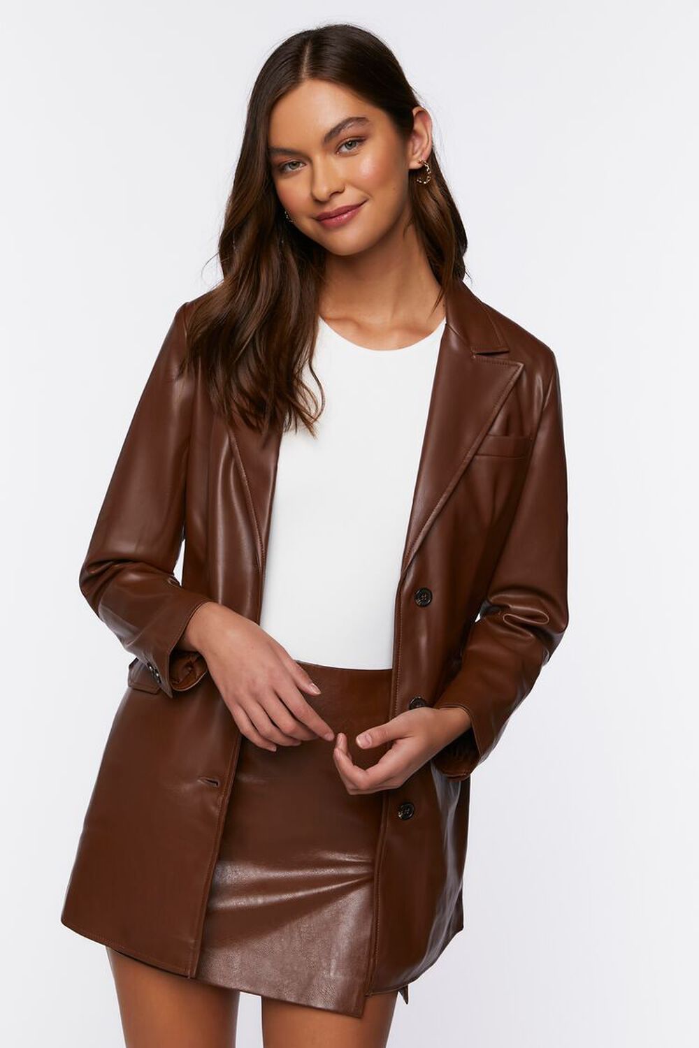 Faux Leather Belted Blazer | Forever 21 (US)