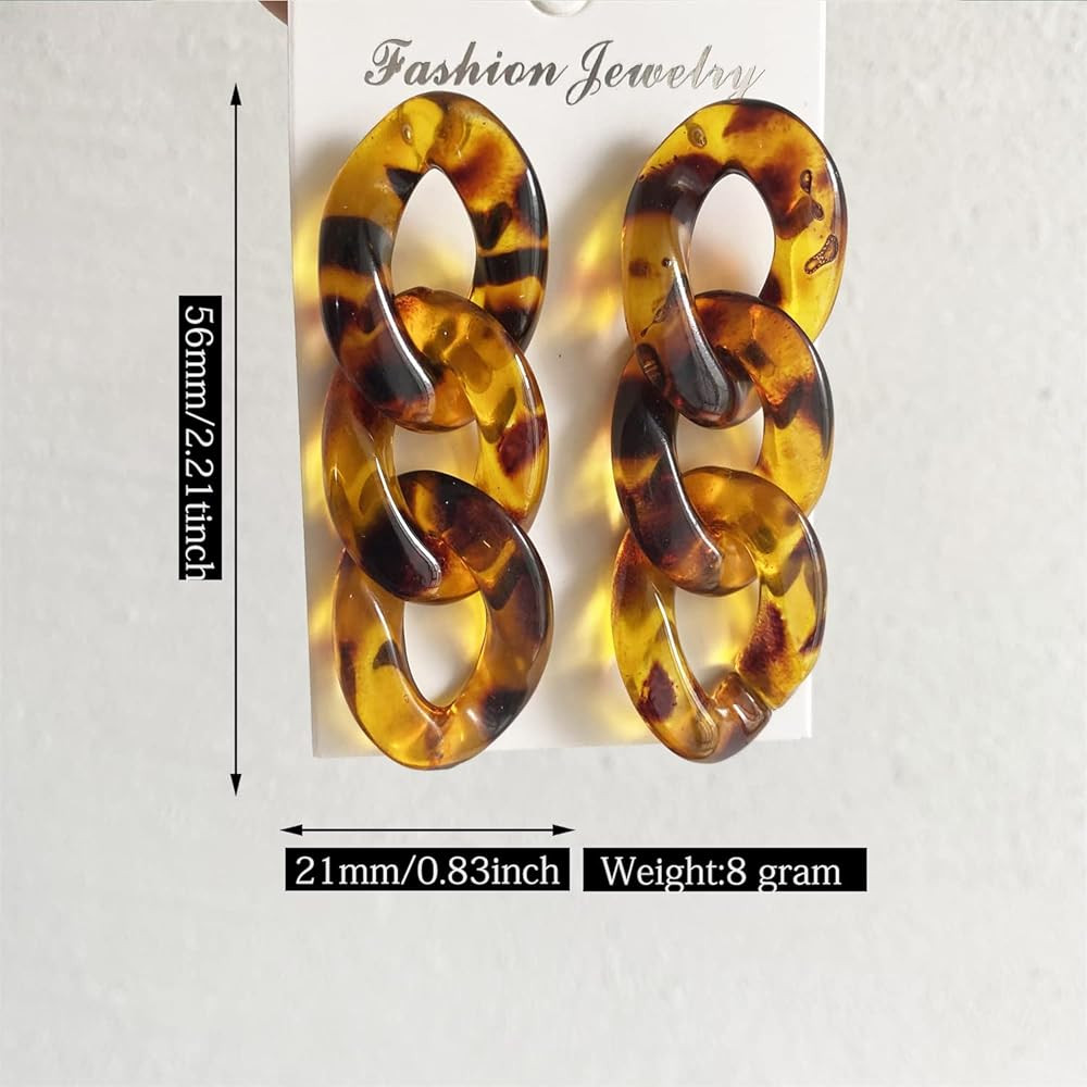 JIUIQL Unique 70s 80s90s Vintage Big Acrylic Long Chain Leopard Print Dangle Drop Earrings Elegan... | Amazon (US)