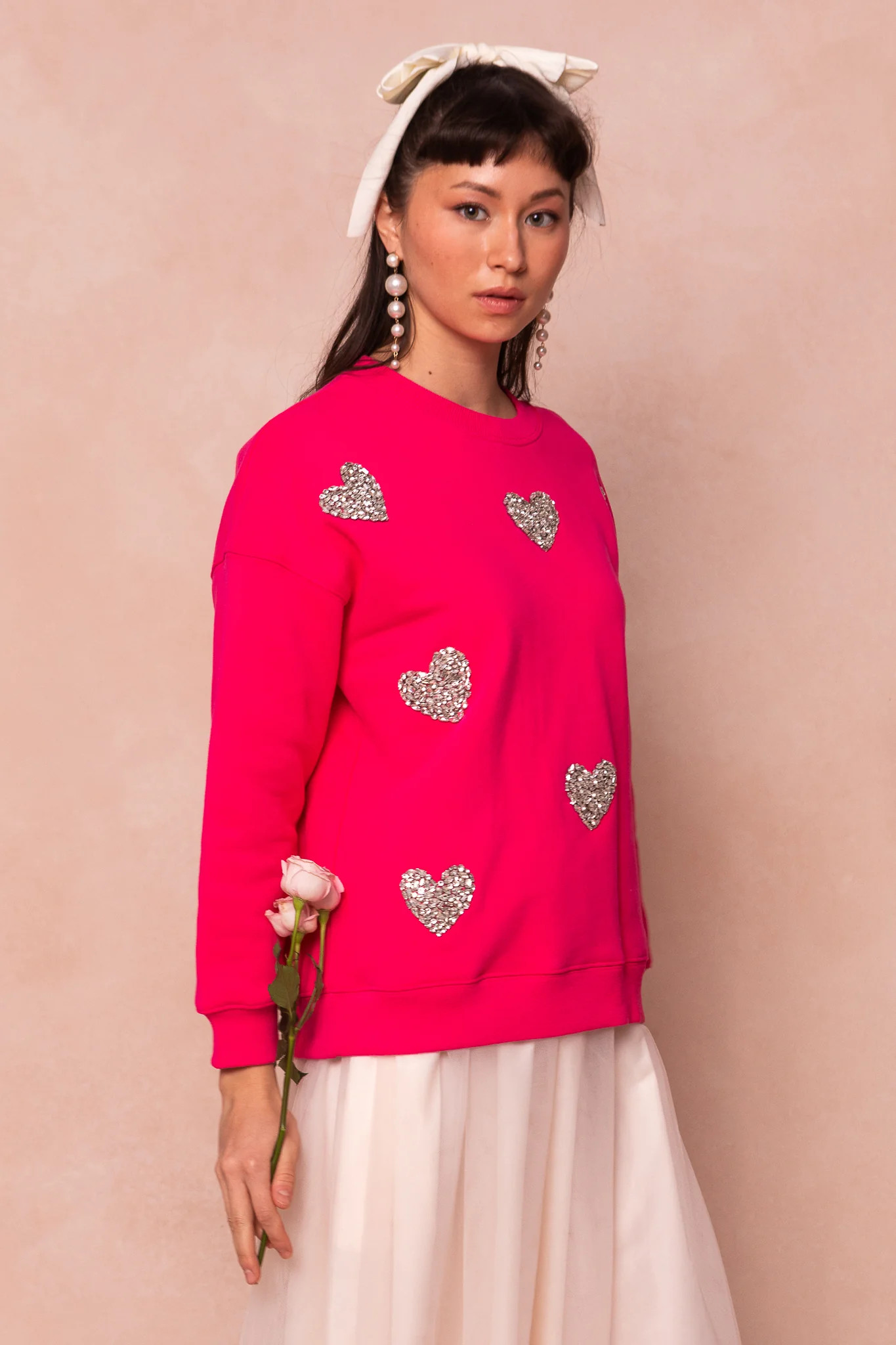 Ivy Jewel Heart Sweatshirt in Pink | Ivy City Co
