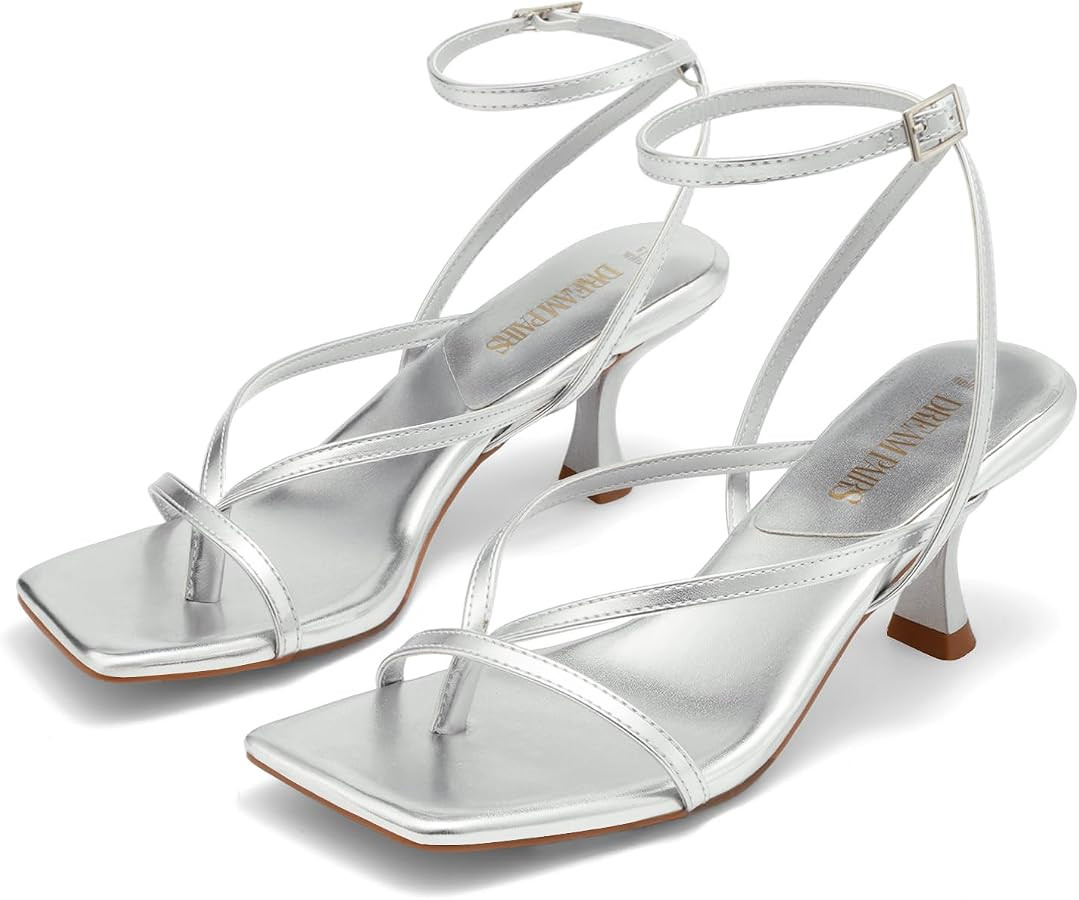 DREAM PAIRS Women's Dressy Thong Kitten Heel Sandals | Amazon (US)